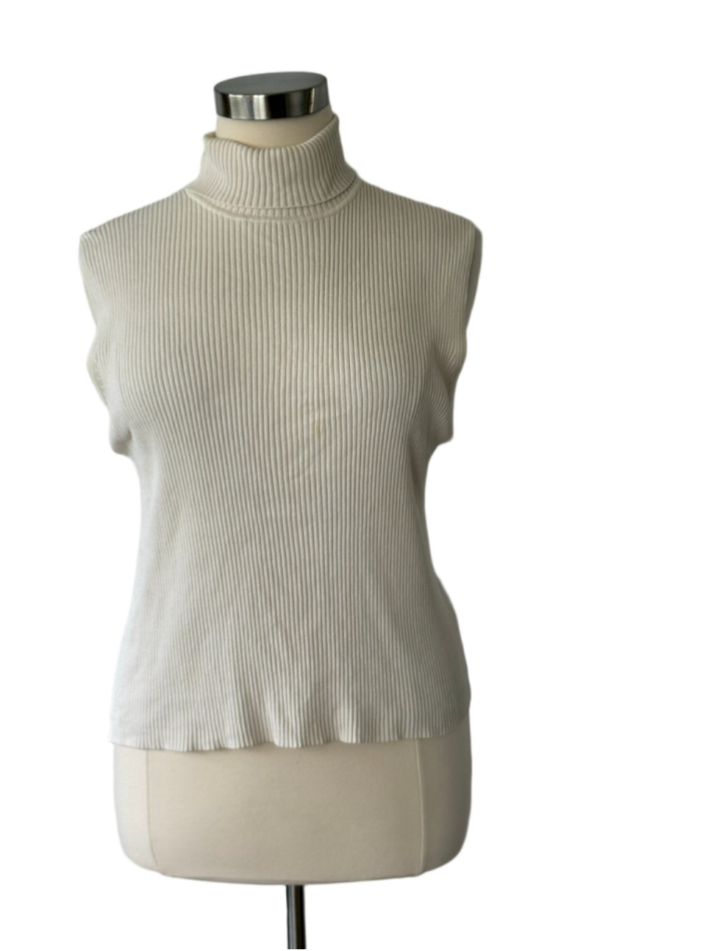 Chico's Sleeveless Turtleneck Sweater Silk Blend Beige Size 16 (Chico’s 3)